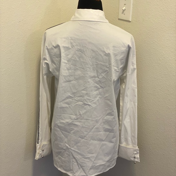 2 FOR $25 Smarteez White Tunic Blouse Cotton Metal Buttons High Low Oversized S - Picture 3 of 7